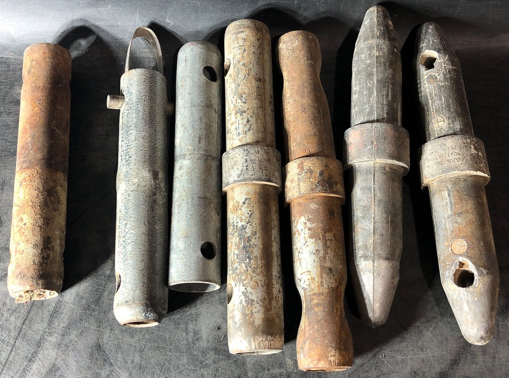 Seven Vintage Metal Logging Swivels and End Connectors