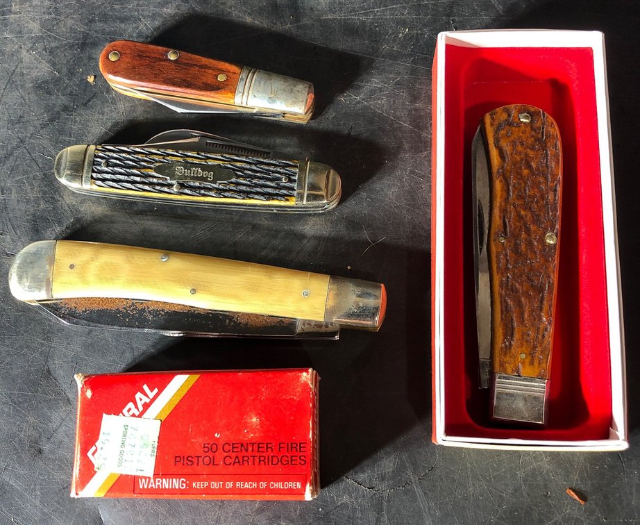 Vintage Pocket Knives and Ammunition, Including Case Brothers Collectible
