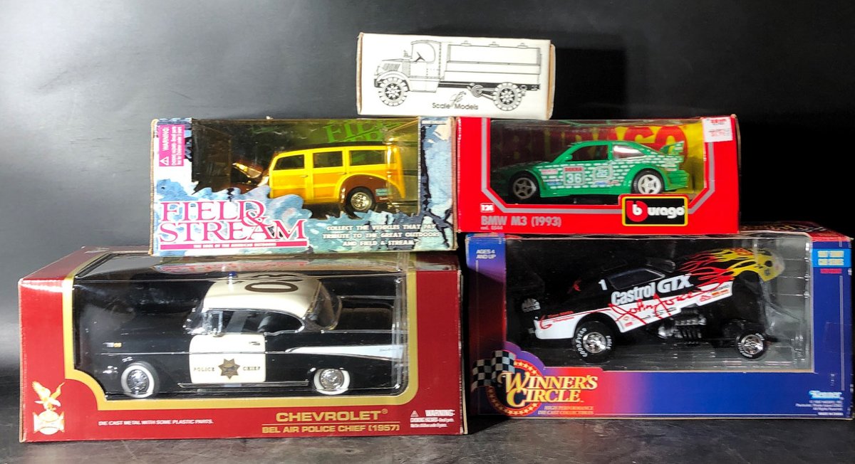 5 Collectible Die-Cast Model Cars and Trucks in Original Packaging