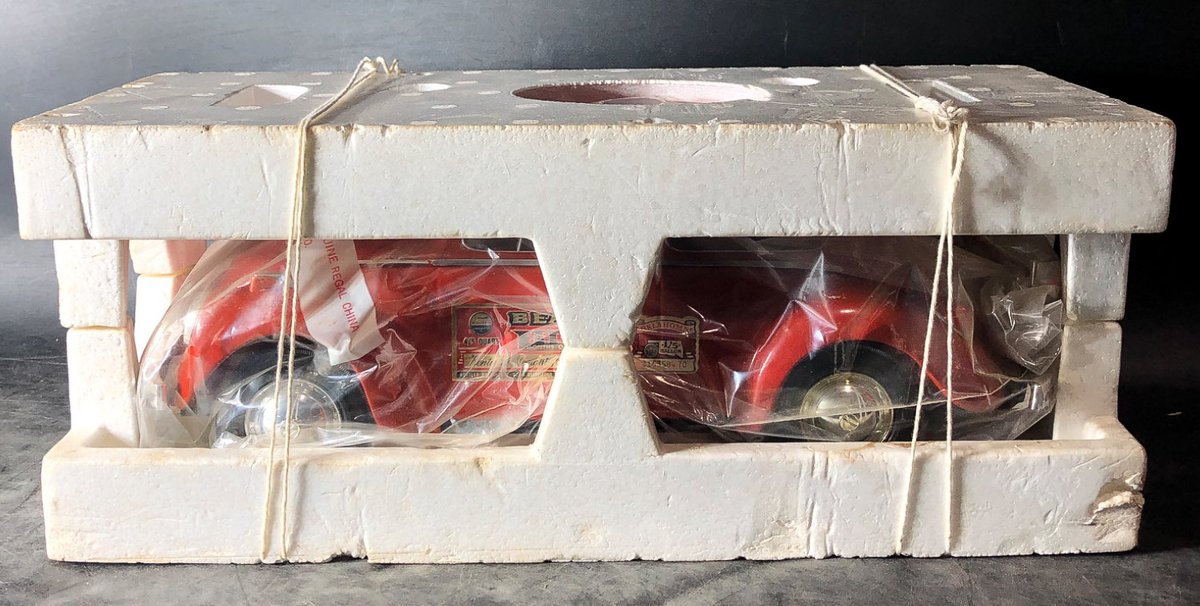 Jim Beam Red Volkswagen Beetle Decanter with Original Packaging and Manual