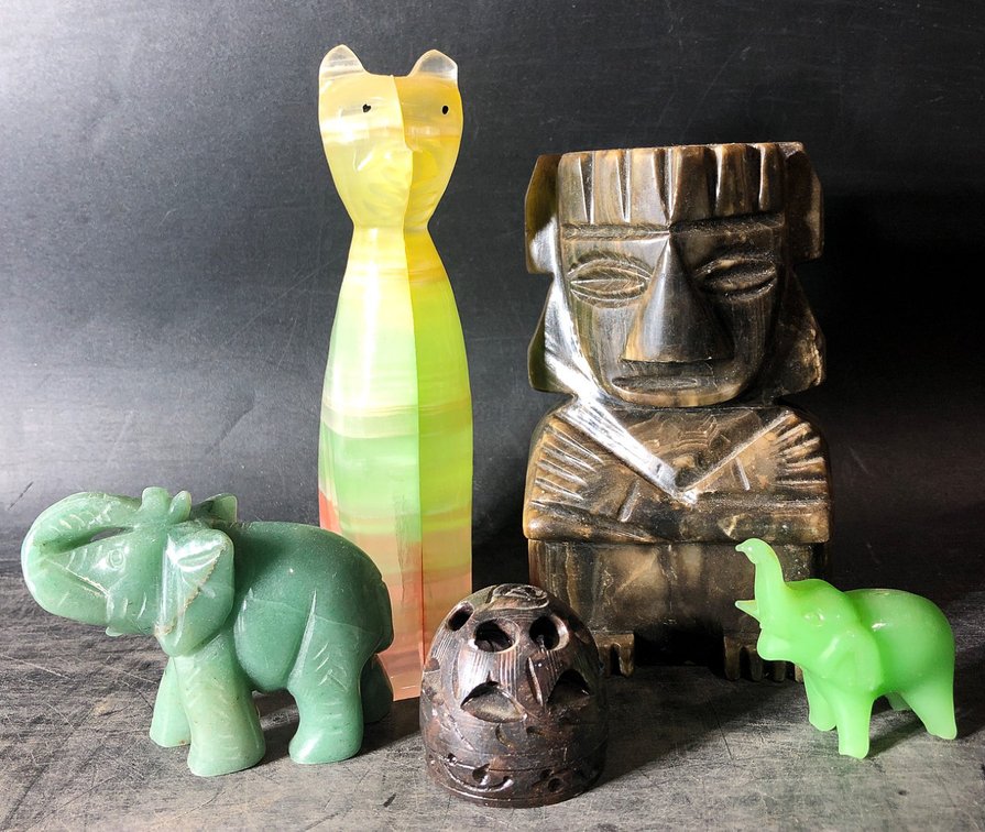 Carved Stone Figures and Decorative Items