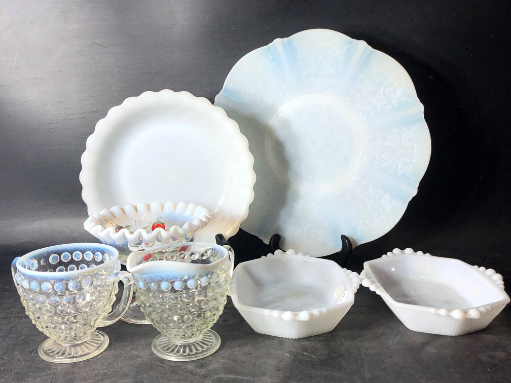 Milk Glass and Opalescent Glass Dishes and Accessories