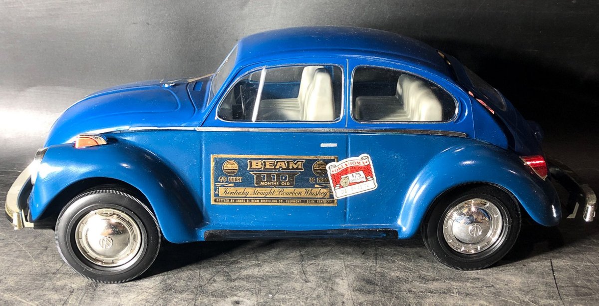 Blue Volkswagen Beetle Model with Beam Whiskey Label