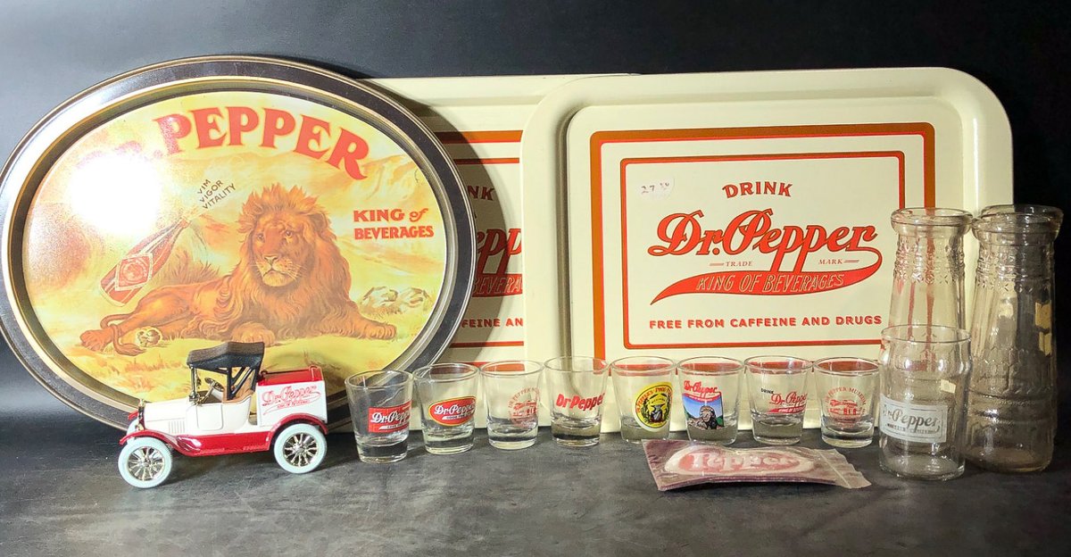Dr Pepper Collectible Lot With Trays, Glasses, and Memorabilia