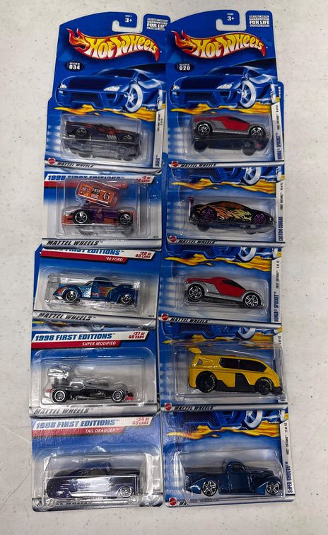 10 Hot Wheels 1998 First Editions in Original Packaging