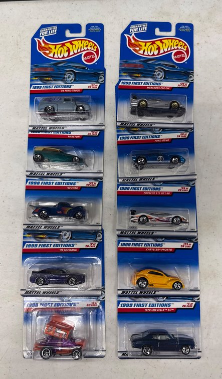 Hot Wheels 1998 and 1999 First Editions Lot of 10 Cars, Carded