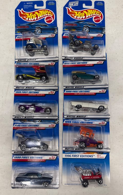 10 Hot Wheels First Editions Diecast Cars in Original Packaging