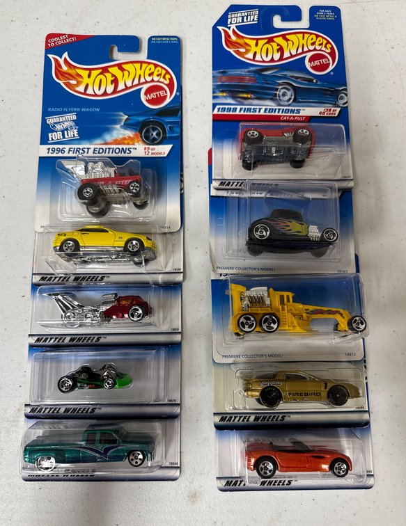 10 Mattel Hot Wheels First Editions from 1996, 1998,
