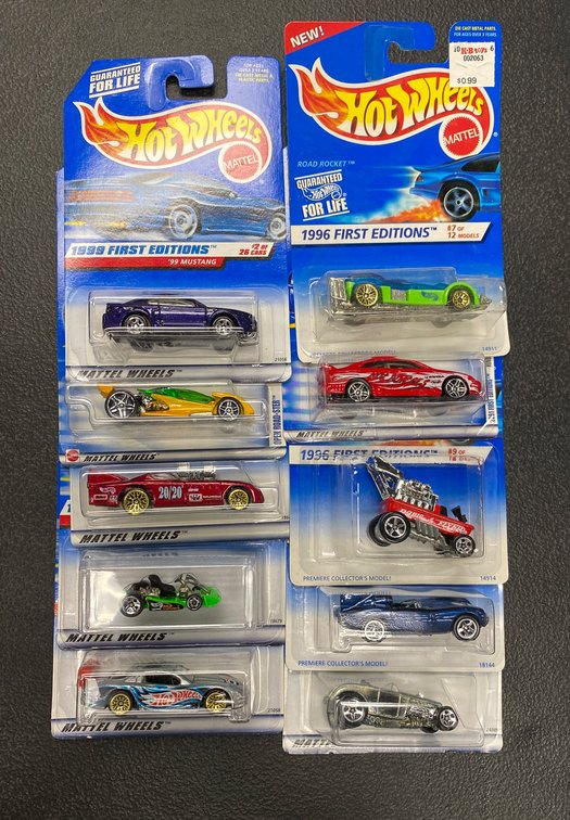 10 Hot Wheels First Editions in Original Packaging