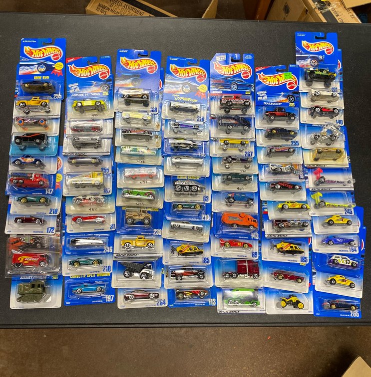 72 Hot Wheels Die-Cast Cars in Original Packaging