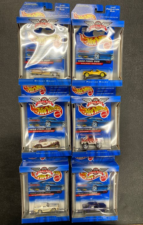 6 Final Run Hot Wheels Model Cars in Original Packaging