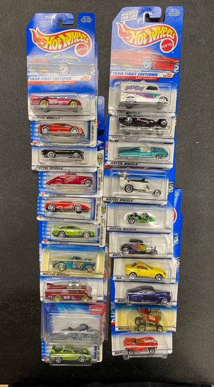 20 Hot Wheels First Edition Die-Cast Cars in Original Packaging