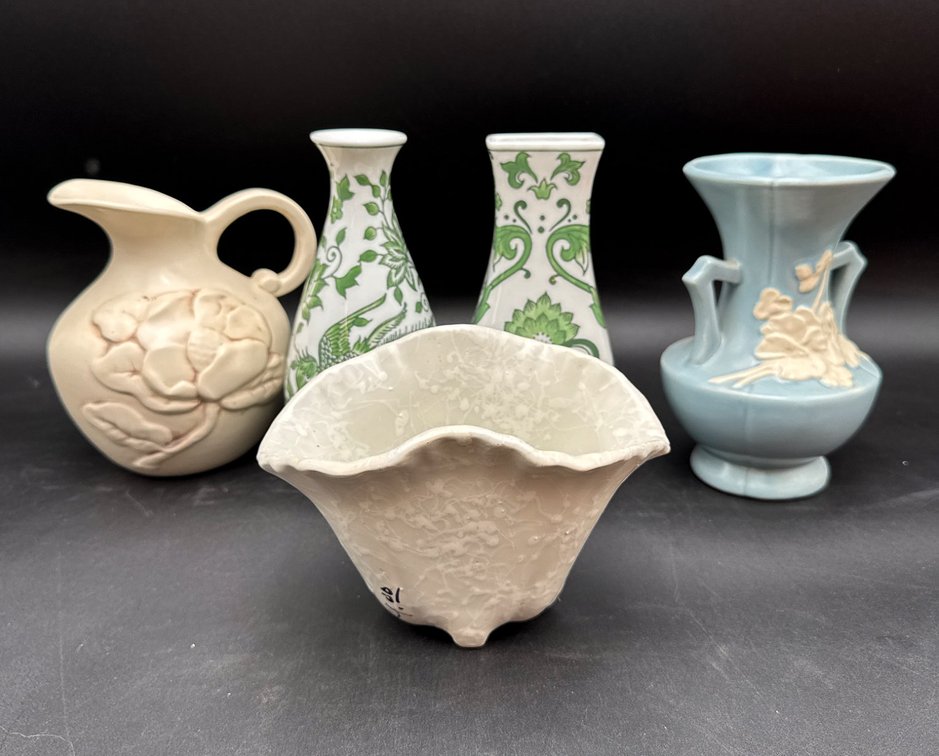 Five Decorative Ceramic Vases and Pitchers
