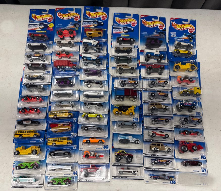 72 Hot Wheels Die-Cast Cars in Original Packaging