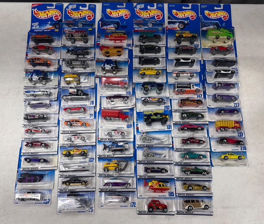 72 Hot Wheels Die-Cast Cars in Original Packaging