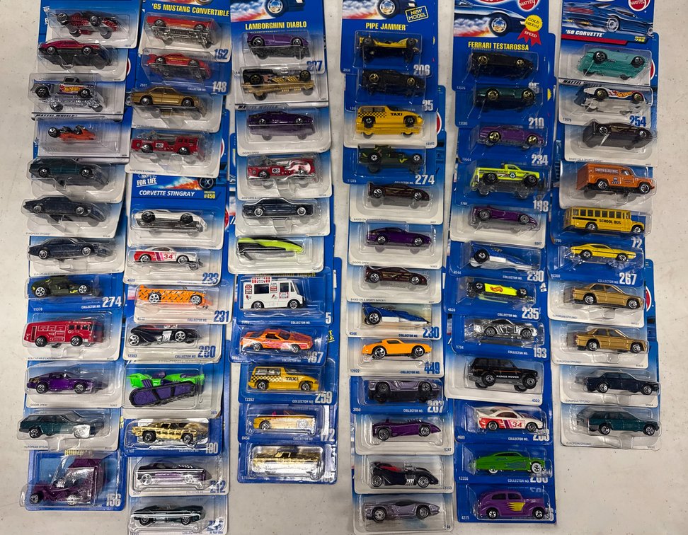 72 Hot Wheels Die-Cast Vehicles in Original Packaging