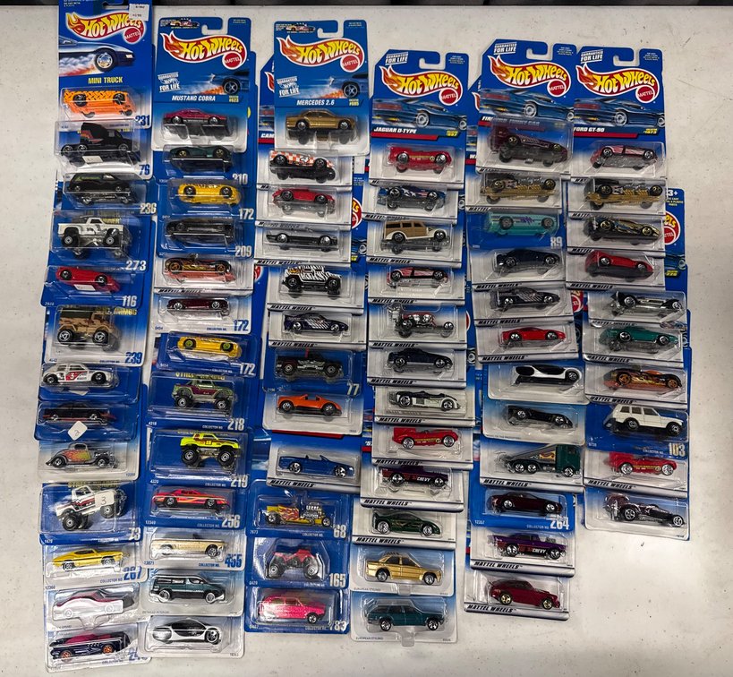 72 Hot Wheels Die-Cast Cars in Original Packaging