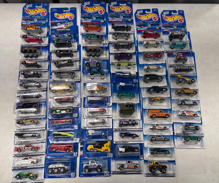 72 Hot Wheels Die-Cast Cars in Original Packaging