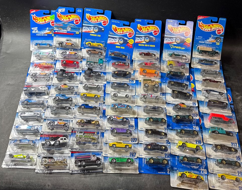 72 Hot Wheels Die-Cast Cars in Original Packaging