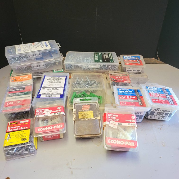 Screws, Anchors, and Fasteners Collection in Storage Cases