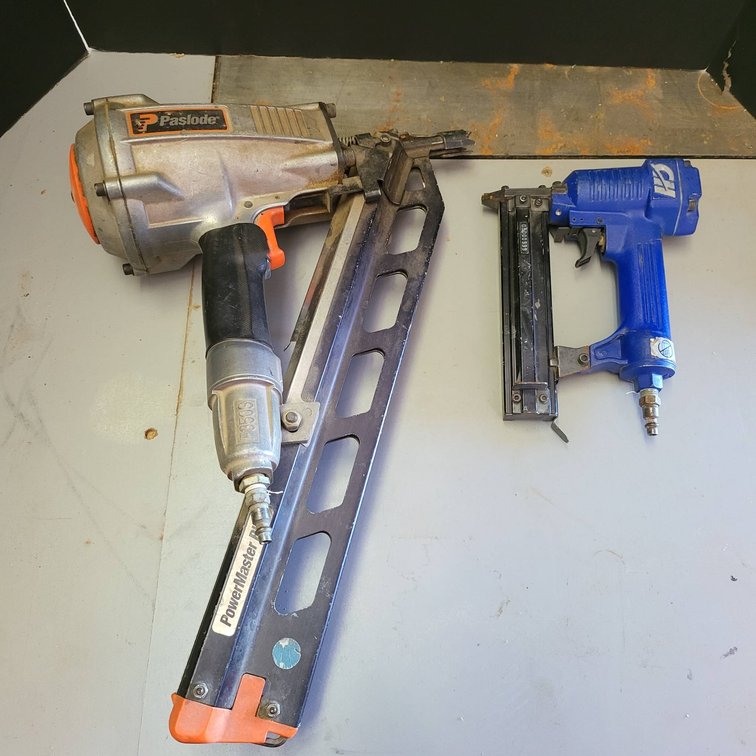 Paslode Framing Nailer and Blue Pneumatic Stapler Set