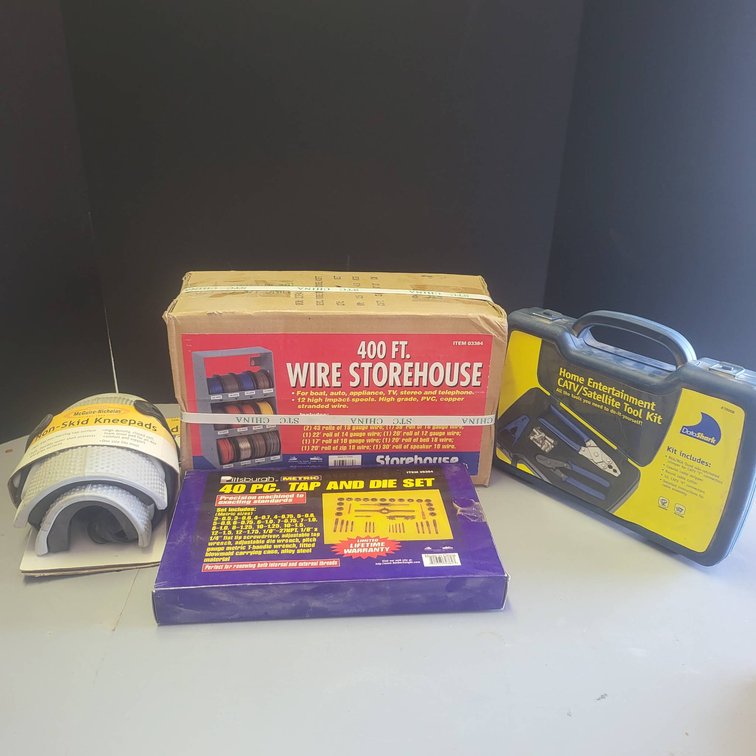 Tools Including Wire Storehouse, Tap and Die Set, and Tool Kits
