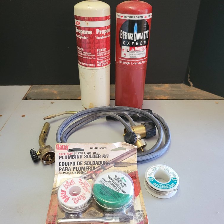 Plumbing and Soldering Kit with Propane and Oxygen Tanks