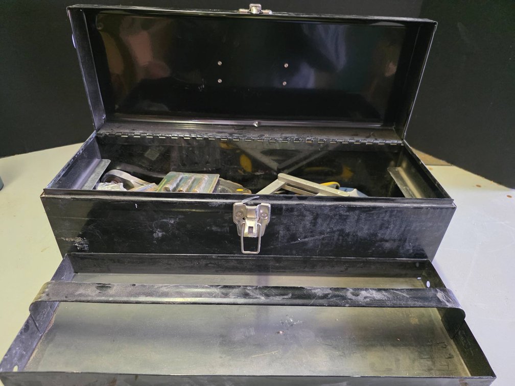 Metal Toolbox with Assorted Tools and Accessories