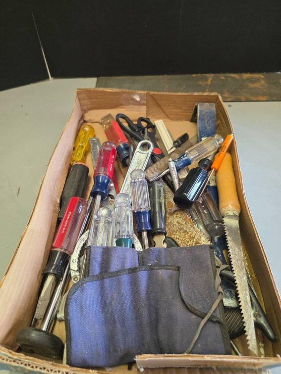 Hand Tools Including Screwdrivers, Saw, Wrenches, and Safety Key Set