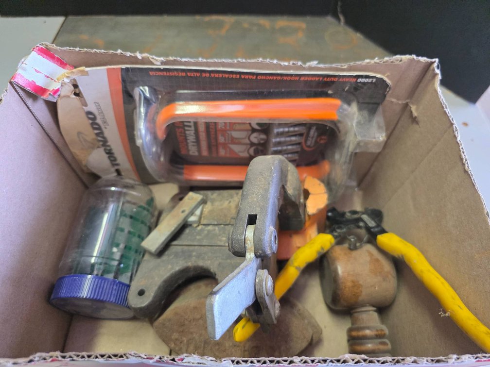 Tools and Hardware Set Including Pliers and Clamps