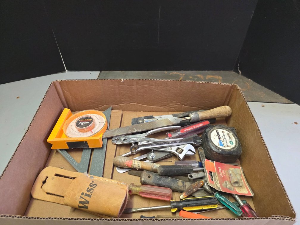 Hand Tools Including Screwdrivers, Wrenches, and Measuring Tools