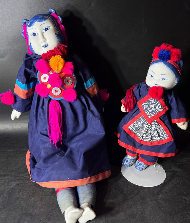 Alberto Price Porcelain and Fabric Dolls in Traditional Attire