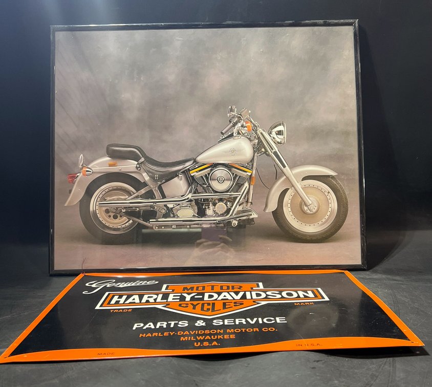 Harley-Davidson Motorcycle Print and Genuine Parts & Service Sign