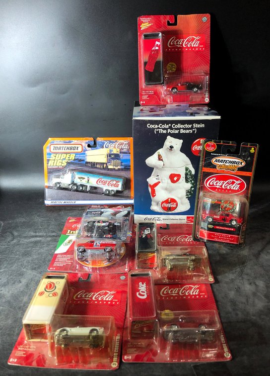Coca-Cola Themed Die-Cast Cars, Trucks, and Collector Stein