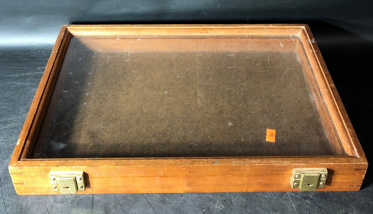 Wooden Display Case With Glass Top, 18 by 12 Inches