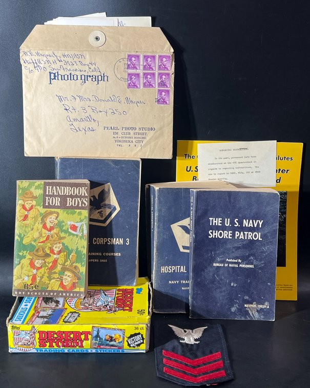 U.S. Navy and Boy Scout Memorabilia with Desert Storm Trading Cards