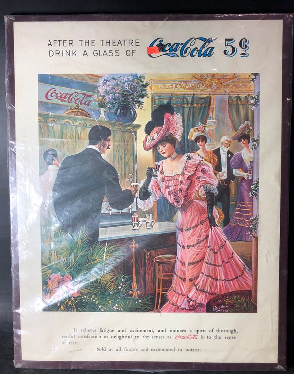 Coca-Cola Advertising Print Featuring 5 Cent Theater Promotion