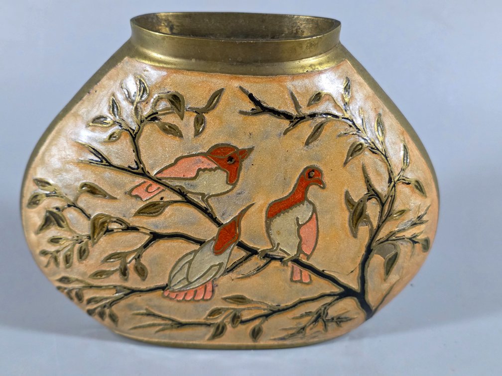 BRASS ENAMEL VASE