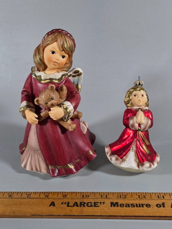GOEBEL PORCELAIN ANGEL, GLASS ORNAMENT