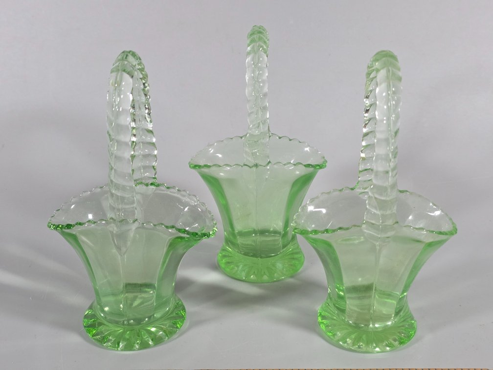 URANIUM GLASS BASKETS