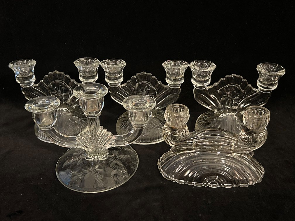 GLASS DOUBLE CANDLE HOLDERS