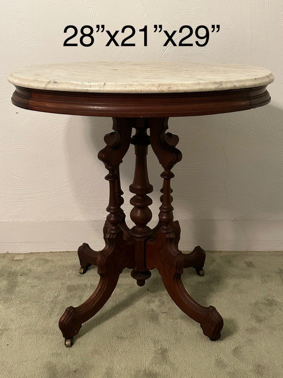 MARBLE TOP PARLOR TABLE