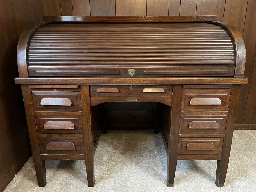 OAK ROLL TOP DESK