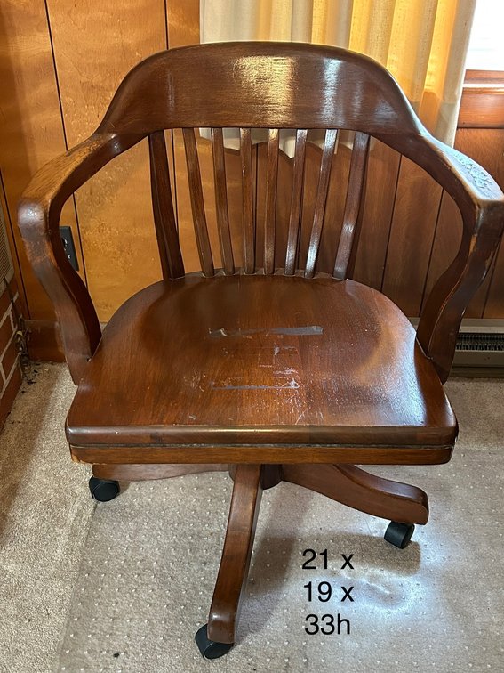 WOODEN ROLLING DESK CHAIR
