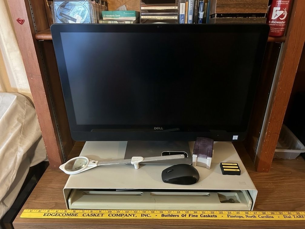 DELL MONITOR, KEYBOARD, COMPUTER STAND
