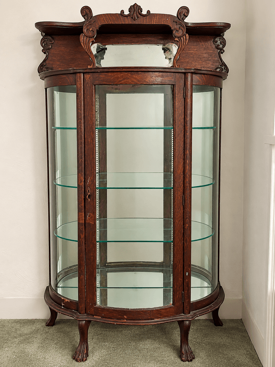 MAHOGANY CURVED GLASS CHINA CABINET