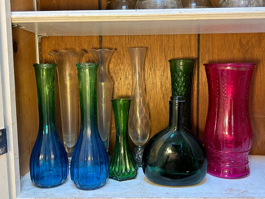 COLORED GLASS VASES