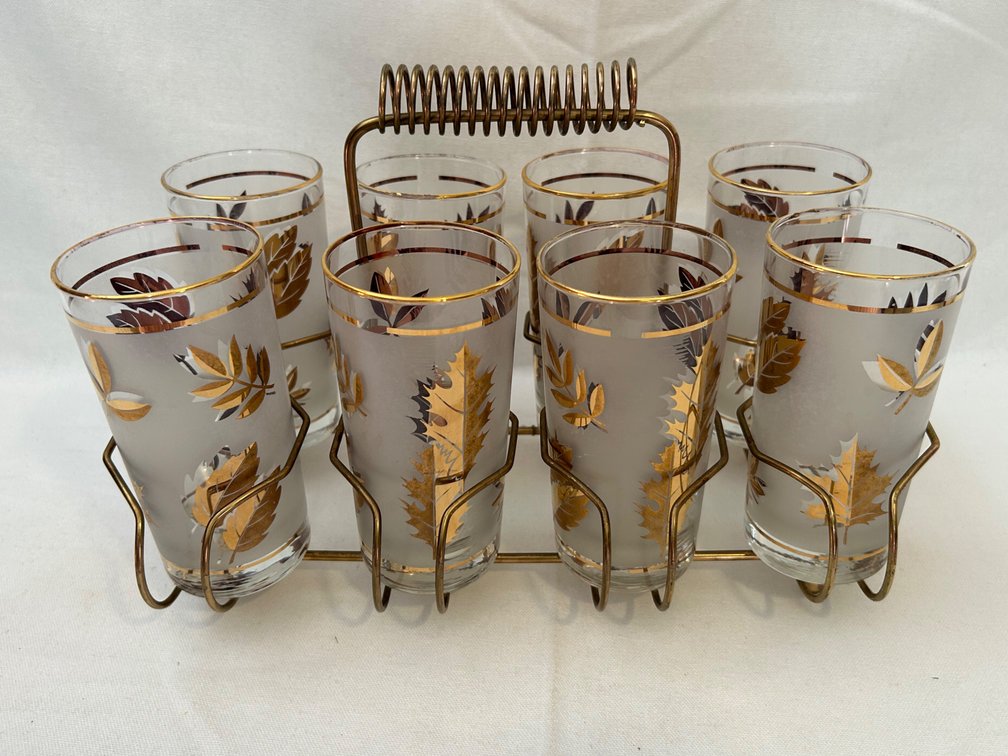 LIBBEY HIGHBALL GLASS SET with CADDY