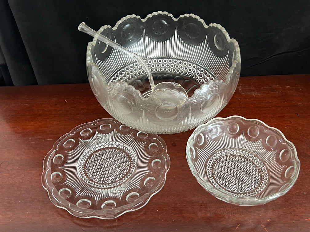 GLASS PUNCH BOWL, SERVING PLATE, BOWL