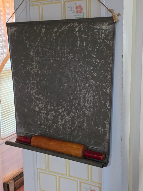 ANTIQUE PASTRY BOARD, ROLLING PIN
